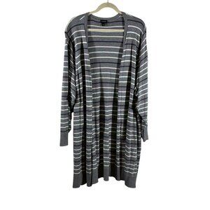 Torrid Gray Striped Open Front Cardigan Duster Sweater Women's Plus Size 5X